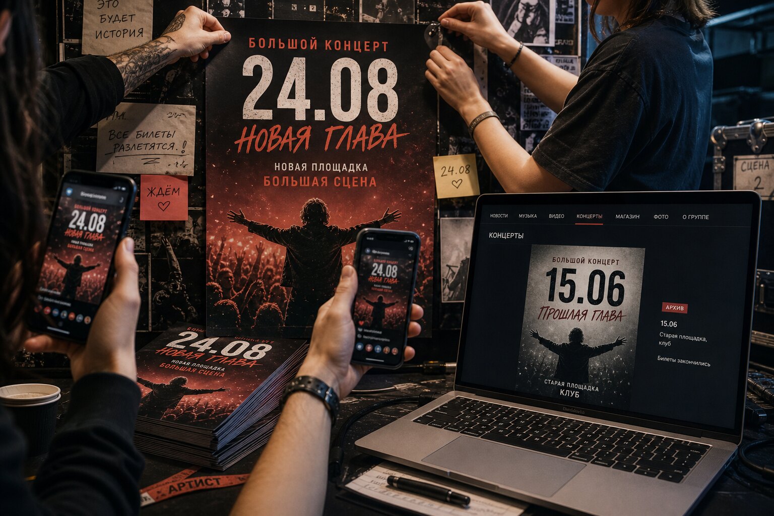 Команда распространяет новую концертную афишу, а сайт артиста показывает старую дату
